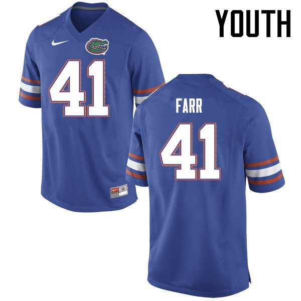 NCAA Florida Gators Ryan Farr Youth #41 Nike Blue Stitched Authentic College Football Jersey OAR0564NB